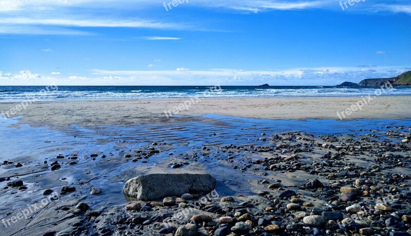 Sea Clouds Seascape Pebbles Beach