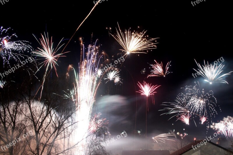 Fireworks Rocket New Year's Eve Night Sky