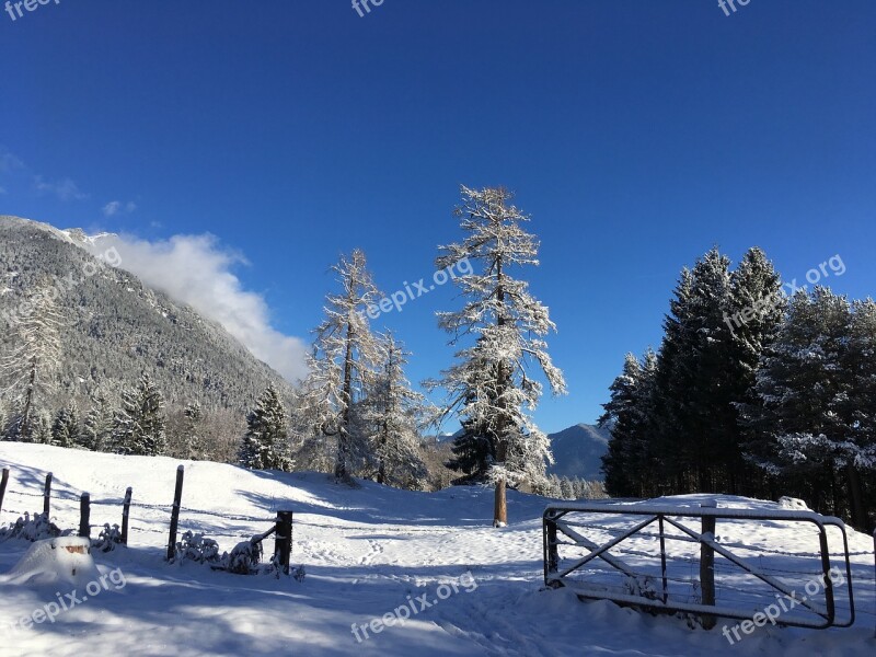 Snow Landscape Winter Cold Grainau