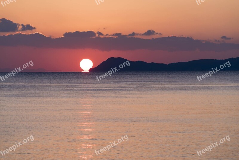 Sunrise Sea Dawn Kii Channel Seto Inland Sea