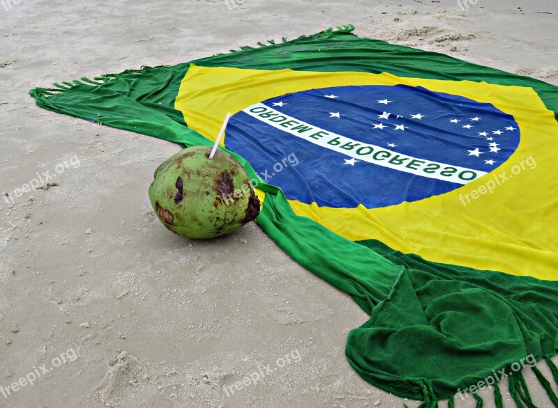 Brazil Beach Coconut Water Flag Sand