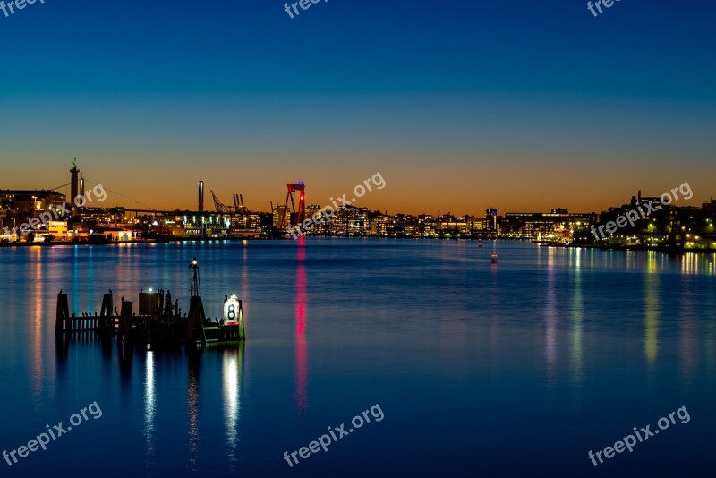 Gothenburg Sweden Mirroring Night Sunset