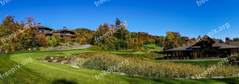 Vermont Golf Course Foliage Mountains Autumn