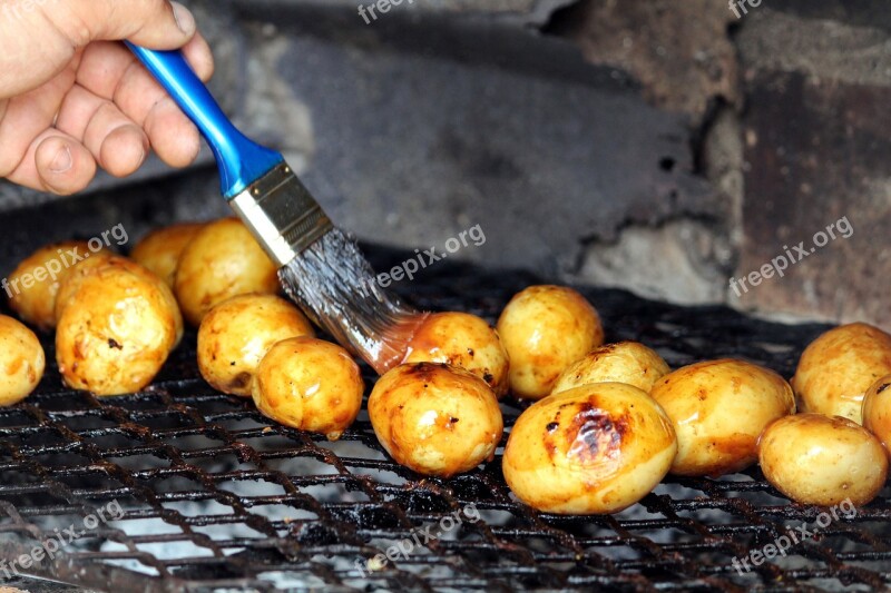 Barbecue Brush Potatoes Marinade Food