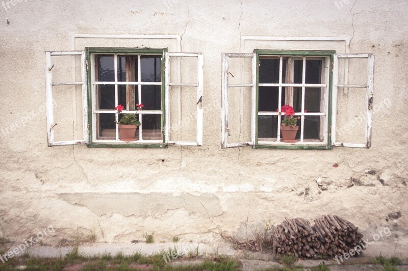 Old Window Flowers Old Window Facade