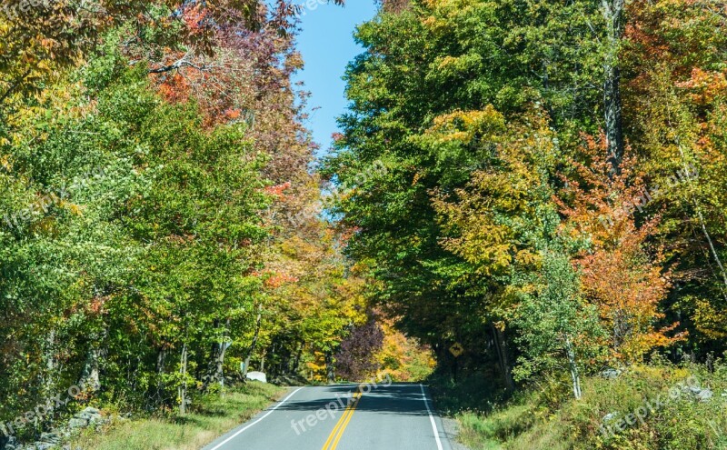 Country Road New England Vermont Foliage Fall