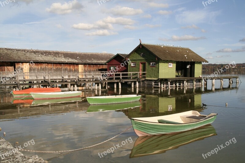 Boat House Ammersee Bavaria Web Water