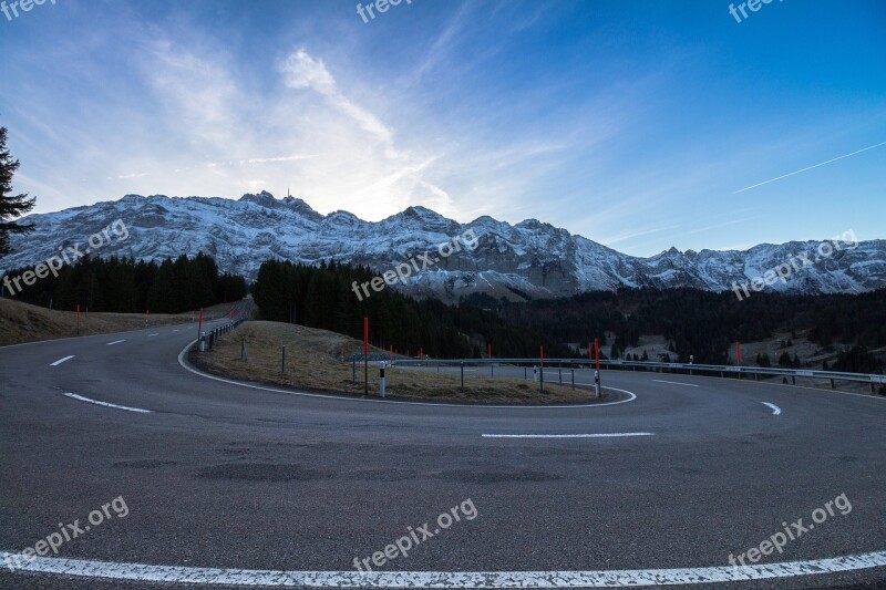 Säntis Switzerland Serpentine Mountain Pass Curve