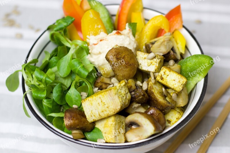 Vegetables Healthy Paprika Mushrooms Salad