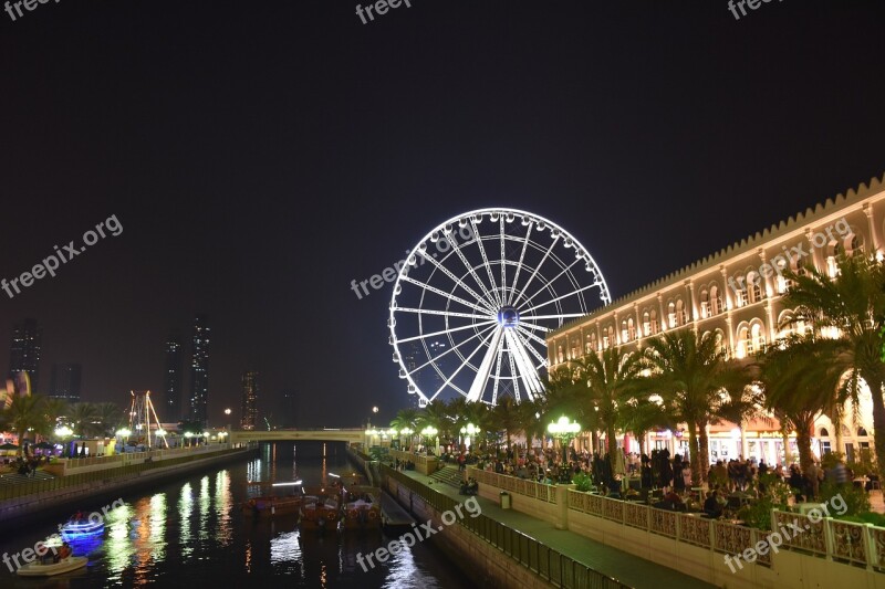 Landscape Night Photography Park Ferris Wheel Saharjah