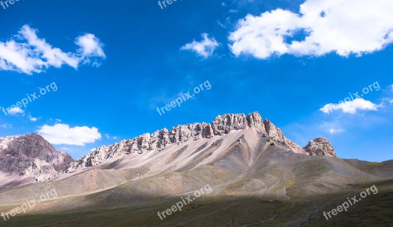 The Mountains Blue Sky White Cloud Free Photos