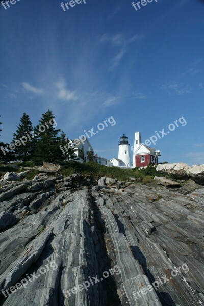 Lighthouse Cliffs Coast Seacoast Rock