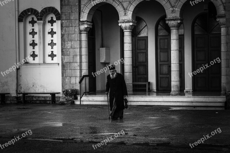 Priest Old Man Walking Orthodox Church