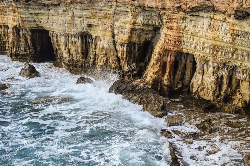 Sea Caves Waves Sea Nature Cave