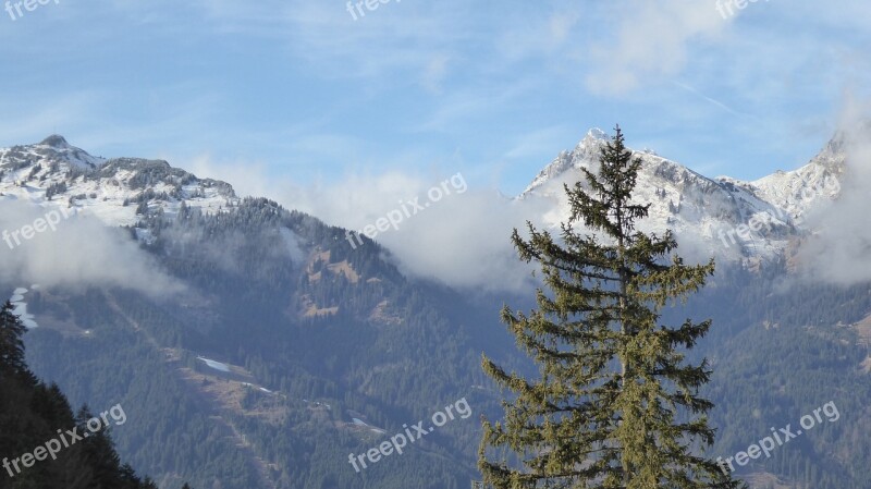 Mountains Winter Landscape Austria Reutte