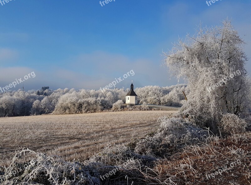 Winter Chapel Snow Wintry Landscape