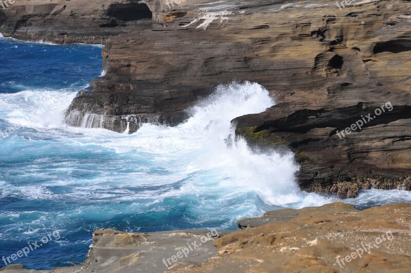 Hawaii Big Island Waves Sea Water