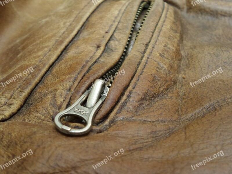 Leather Jacket Zip Vintage Zipper