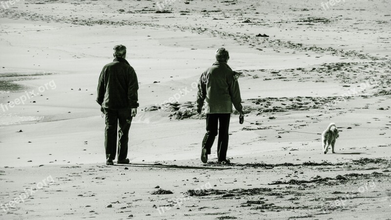 Old Couple Third Age Enjoying Life Walking Beach