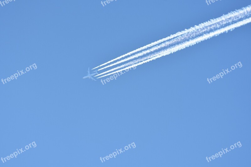 Aircraft Contrail Sky Flying Flight