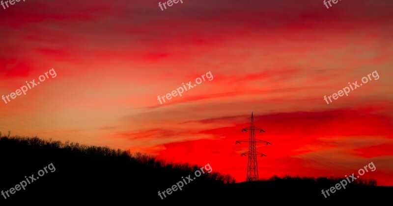 Sunset Dusk Colors Red Sky