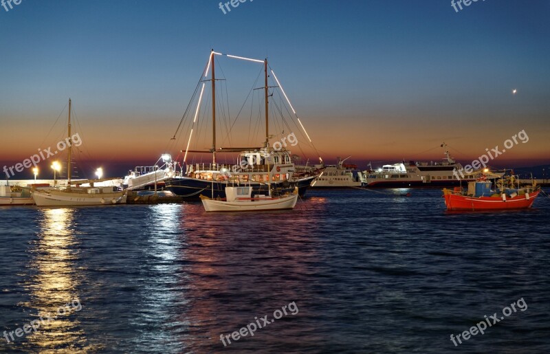 Port Evening Mood Boats Lights