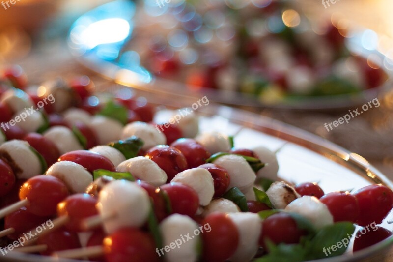 Tomato Mozzarella Skewers Vegetables Basil