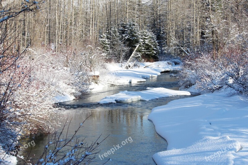 Whistler Creek River Snowbank Winter