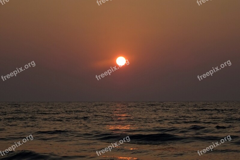 Sunset Sun Setting Sea Arabian Sea