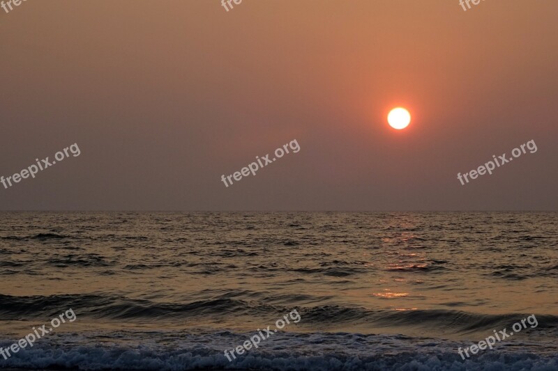 Sunset Sun Setting Sea Arabian Sea