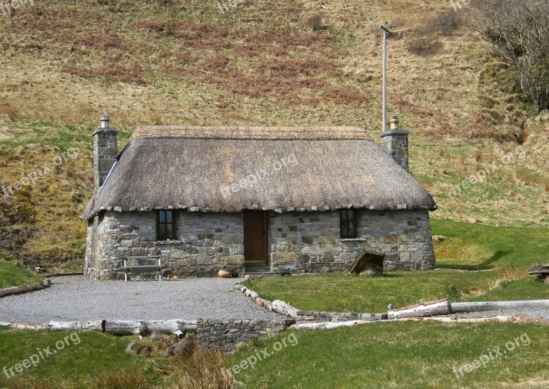 Scotland Isle Of Skye Thatched Cottage Free Photos