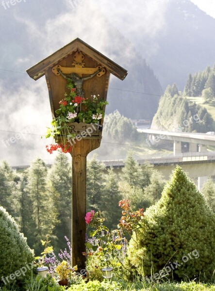 Wayside Cross Cross Wooden Cross Wood Tyrol