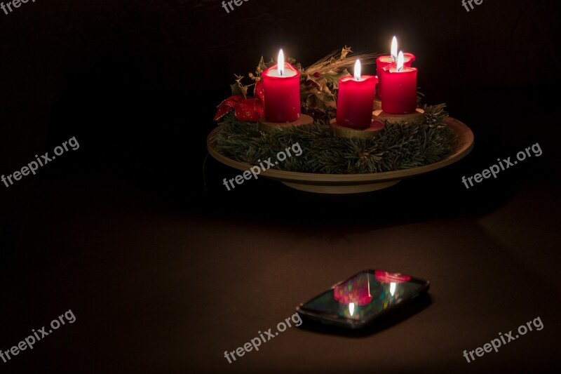 Advent Advent Wreath Christmas Time Mobile Phone Mirroring