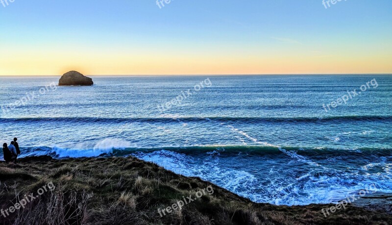 Cornwall Coast Seascape Horizon Sunset