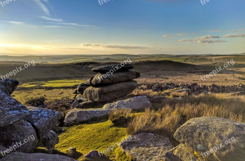 Cornwall Tor Sky Moorland Rocks