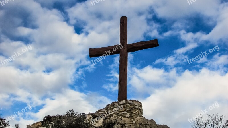 Cross Sky Clouds Religion Faith