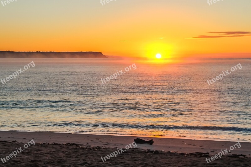 Sunrise Ocean The Fog In The Morning Beach