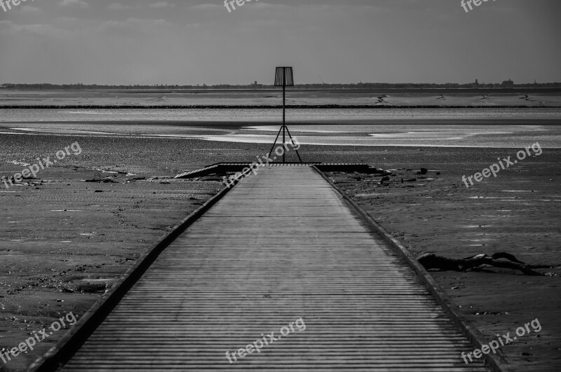 Black And White Estuary River Water Sea