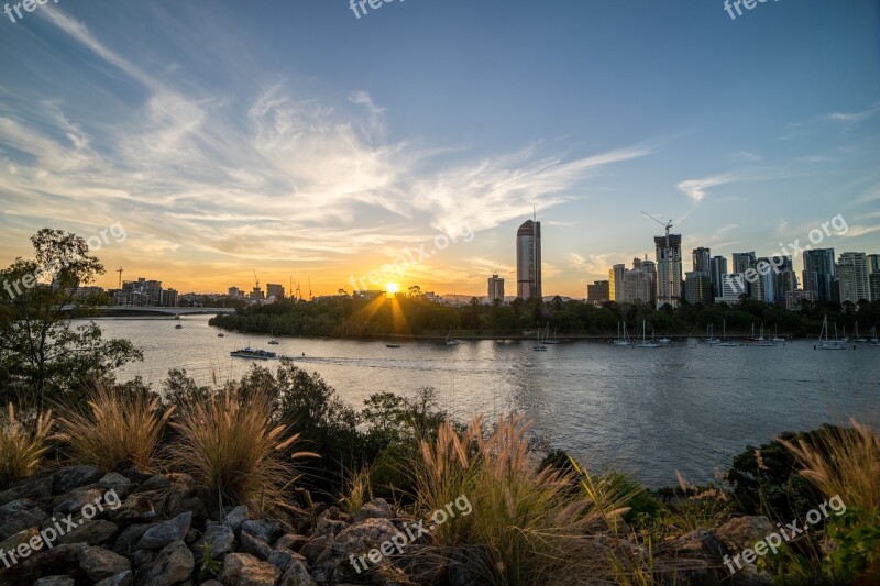 Landscape River Australia Brisbane Ferry