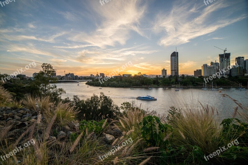 Landscape River Australia Brisbane Ferry