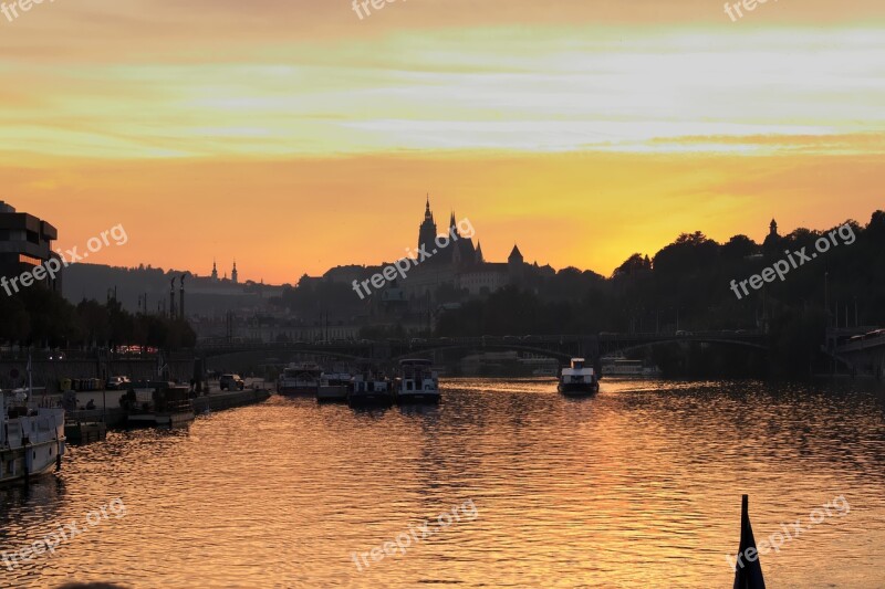 Czech Republic Praha Prague Architecture Sunset