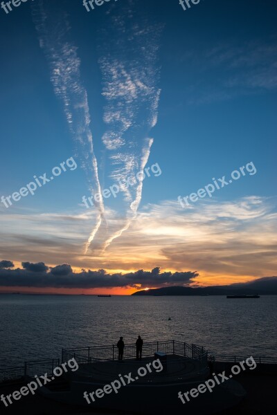 Sky Sea Sunset Beach Clouds