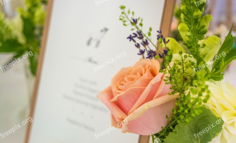 Wedding Menu Flower Invitation Decoration