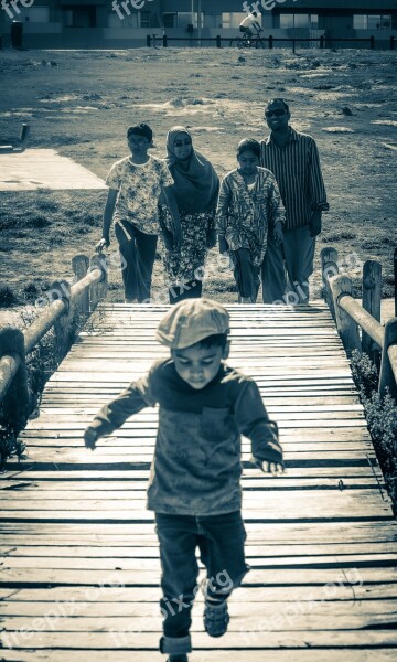 Family Beach Happy Nature Father