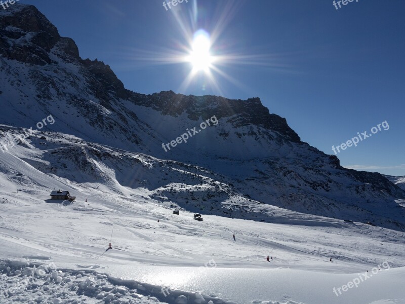 Sun Snow Mountain Backlight Landscape