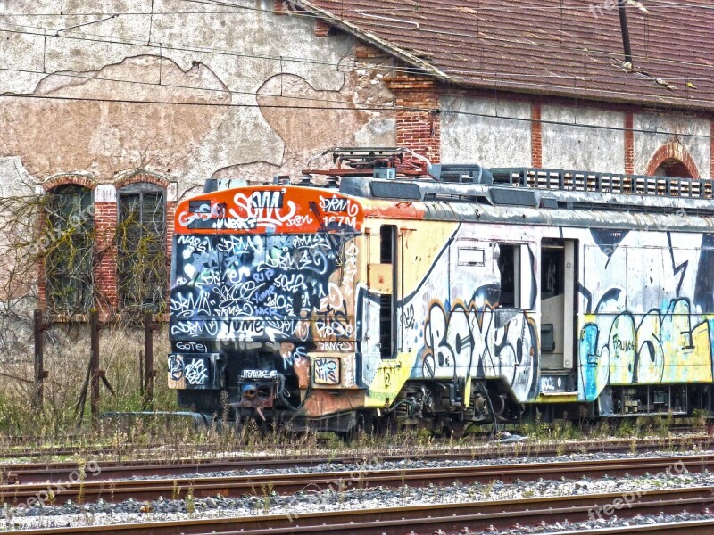 Train Comboy Graffiti Abandoned Vandalism