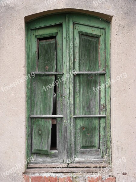 Window Old Abandoned Green Wood