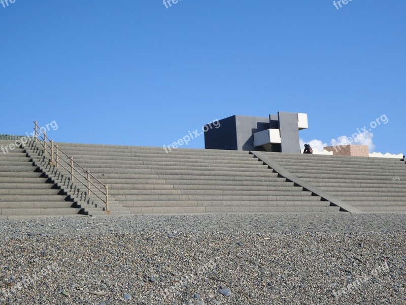 Japan Numazu Beach Stairs Building