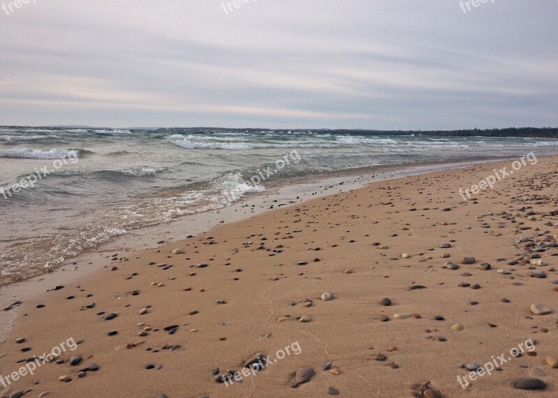 Beach Shore Sand Waves Coast Cloudy Free Photos