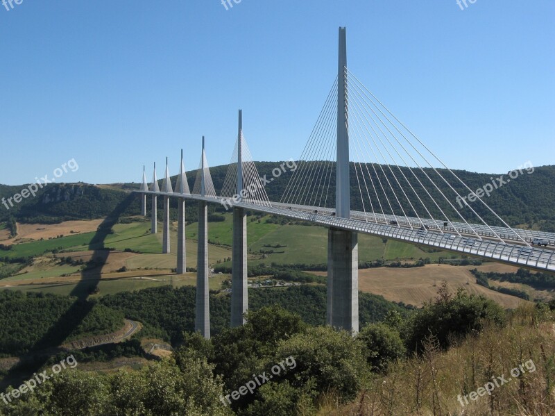 Viaduct Millau France Bridge Cables